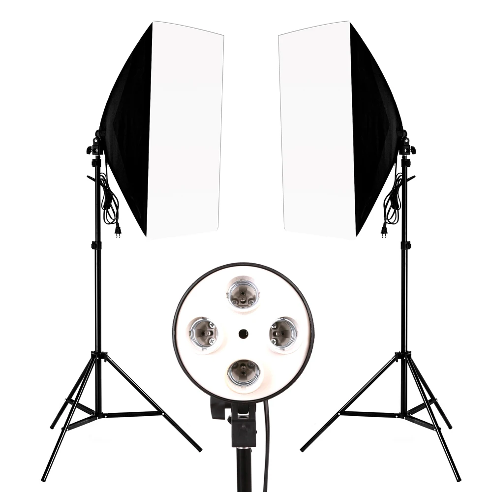 Фотостудия светильник ing Kit 2 шт* 4 патрон лампы+ 2 шт* 50*70 см софтбокс+ 2 шт* 2 м светильник Стенд Фото софтбокс