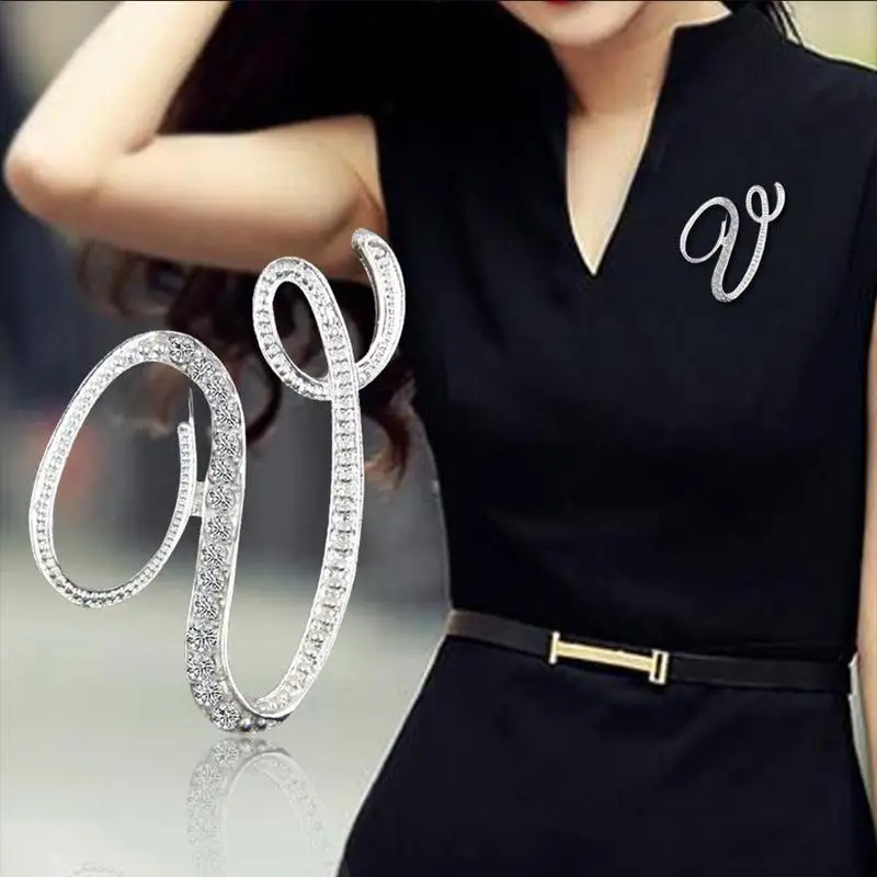 1 шт. Новинка английская брошь с буквами Кристалл популярная международная