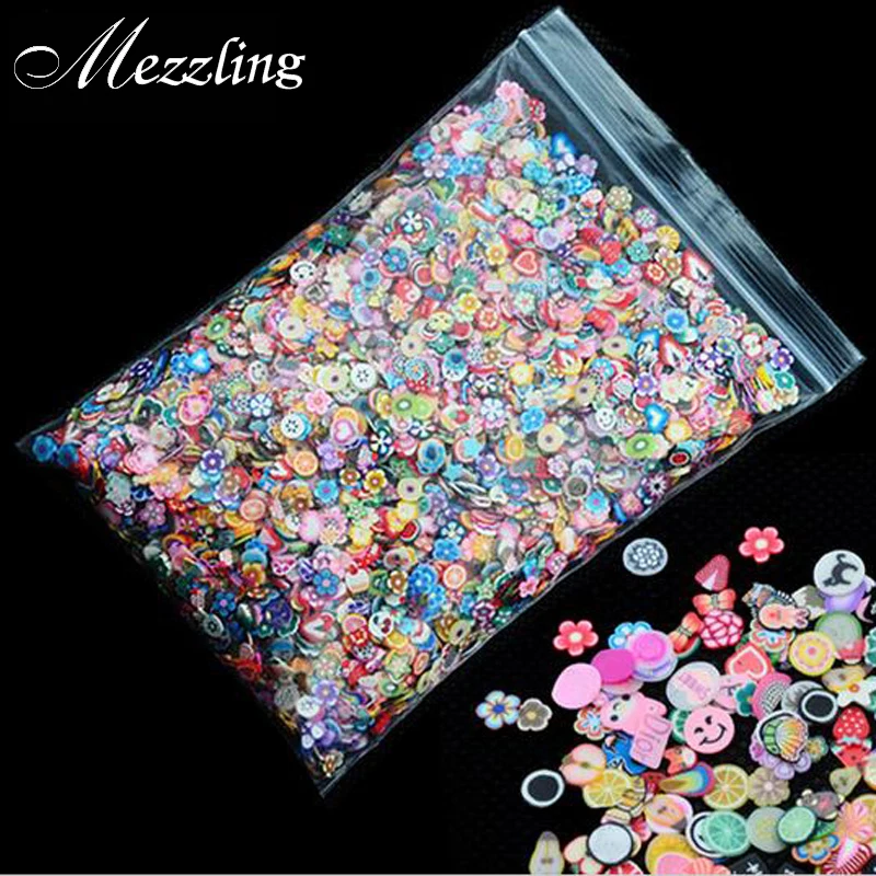 1 упаковка 5 мм Полимерная глина 3d украшение для ногтей смешанные цветы перо