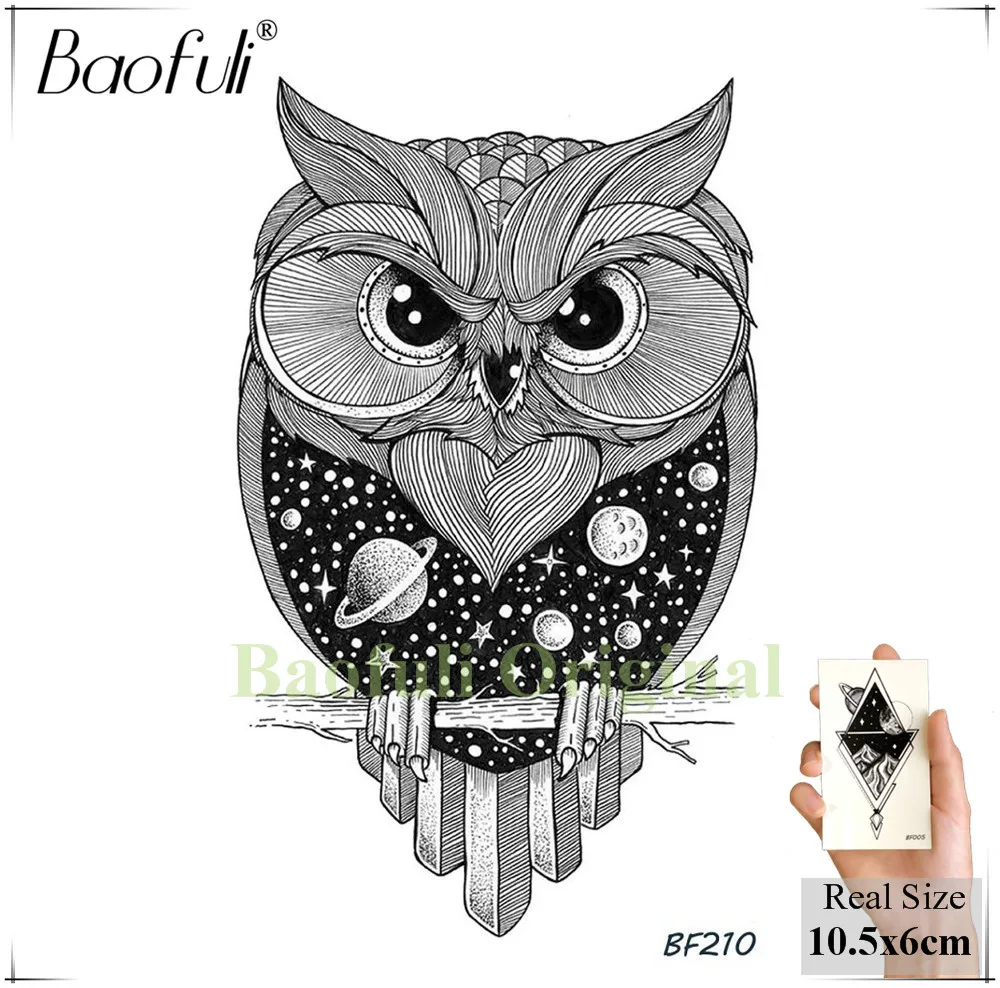 BBF210 BAOFULI, женские черные Временные татуировки, наклейки, лисичка, растение, цветок, перо, Переводные, фальшивые татуировки, геометрические, боди-арт, переводная татуировка - Цвет: BBF210