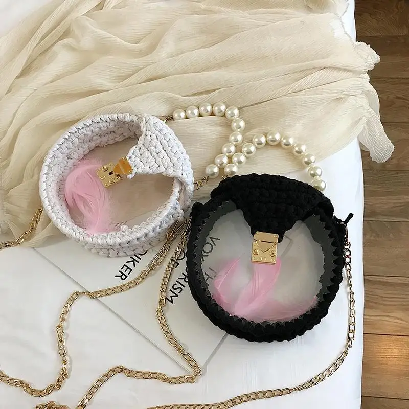 Diy Повседневная круглая сумка из ротанга (полуфабрикаты ручная работа) Летний