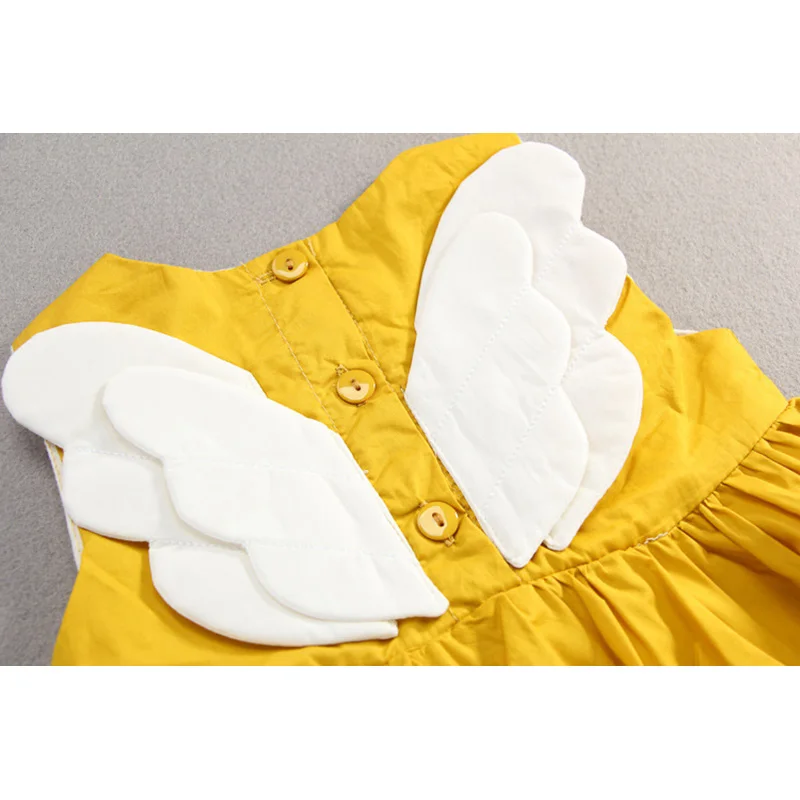 SLKMSWMDJ Children's Summer Sleeveless Fashion Cotton Dress 0-3 Years Old Baby Girl Back Butterfly Wings Princess 2 colors | Детская