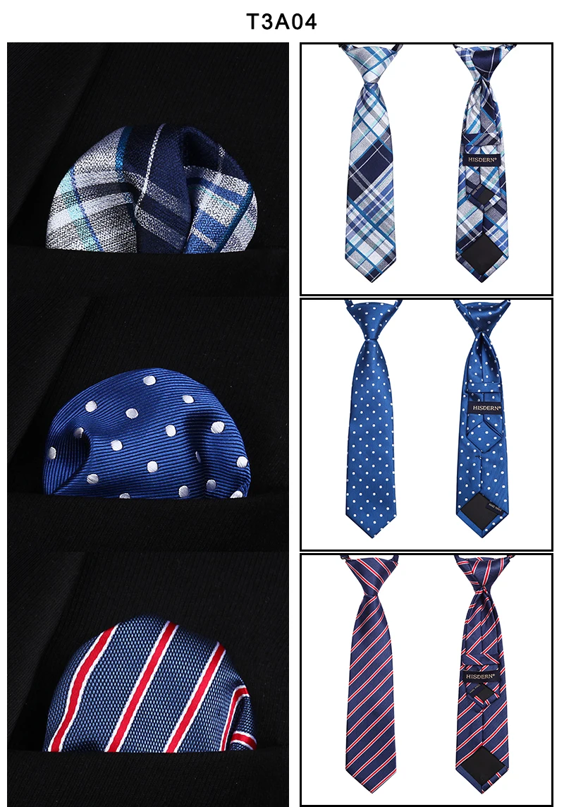 Lot 3 Set 27cm Child Pre-tied Necktie for Boys Woven Handkerchief Kids Tie School Parent-child Tie Pocket Square