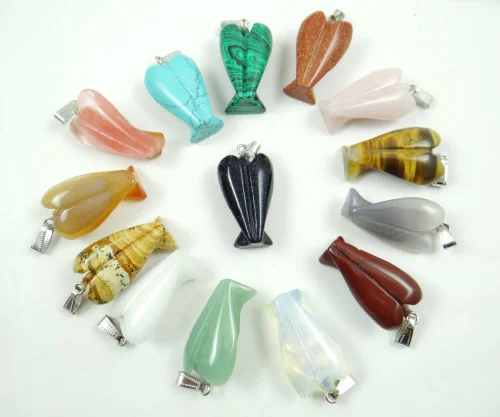 Натуральный камень кварц кристалл бирюза авантюрин тигровый глаз Ангел кулон