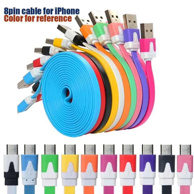 10 шт./лот 1 м 2 3 8-контактный плоский USB-кабель для синхронизации данных и зарядки