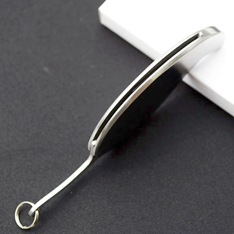 Серебряный карманный складной нож из нержавеющей стали с лезвием в форме листа