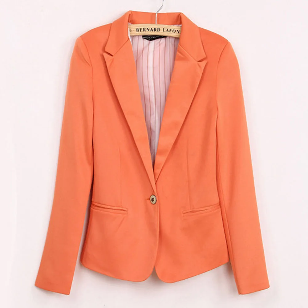 Новые осенние Для женщин Карамельный цвет Блейзер Куртки Пальто Slim Fit Casaco