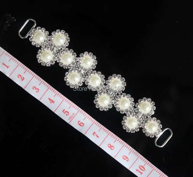 4 шт./лот металлическая пряжка для бикини с кристаллами и жемчугом цепочка 13