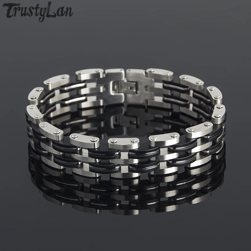 TrustyLan черный силикатный гель Для мужчин ювелирные украшения 14 мм Ширина