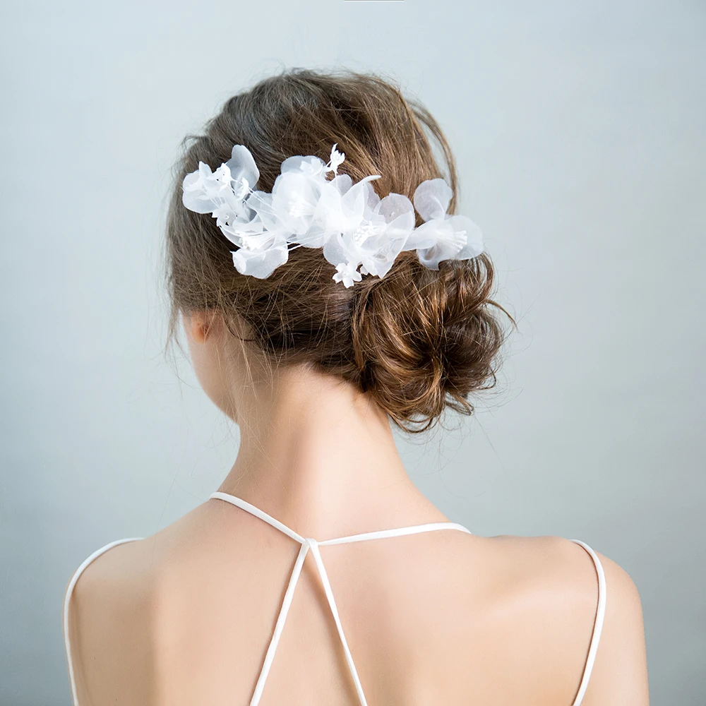 Handmade Fashion Girls Flower Hair Clip Simulated Pearls Barrettes Princess Bridal Wedding Headdress Hairpin Side Clips Ornament |
