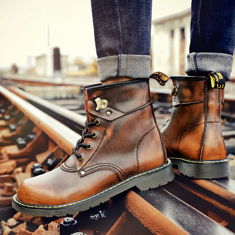 2018 мужские ботинки Martens большие размеры 38-47 мужская обувь на толстой подошве