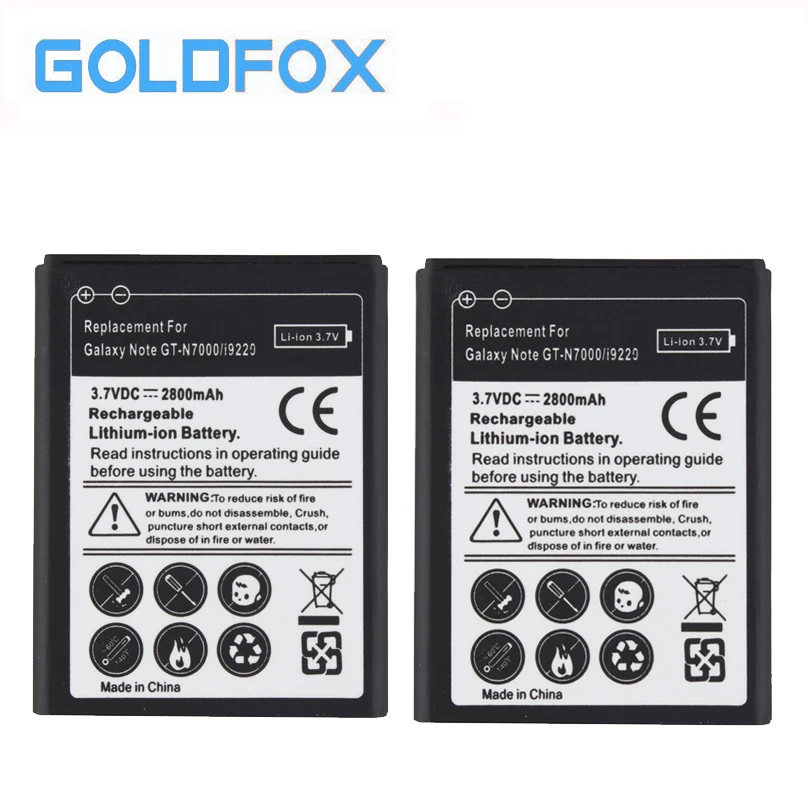 Аккумулятор большой емкости 3 7 в 2800 мАч для Samsung Galaxy Note N7000 i9220 2 шт.|battery for samsung|battery