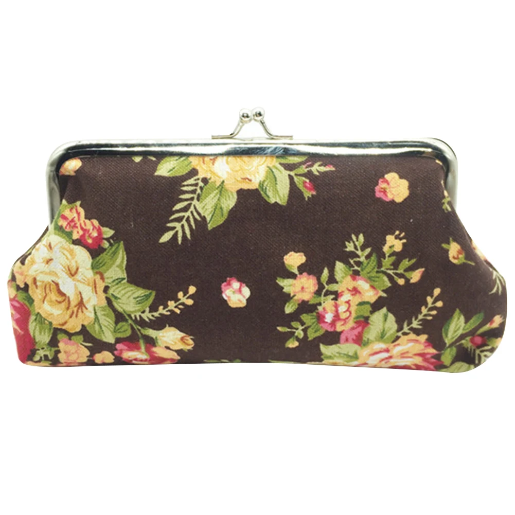 Женский винтажный холщовый Длинный кошелек с цветочной застежкой визитница
