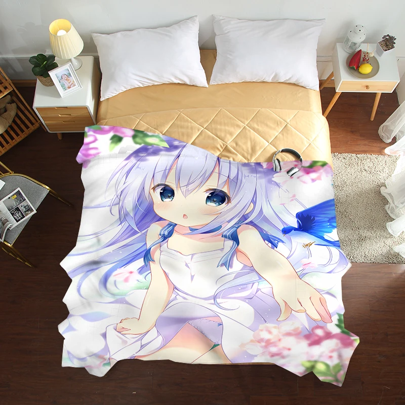 Mxdfafa аниме Gochuumon wa Usagi Desuka печатные летние одеяла 3D роскошные постельные