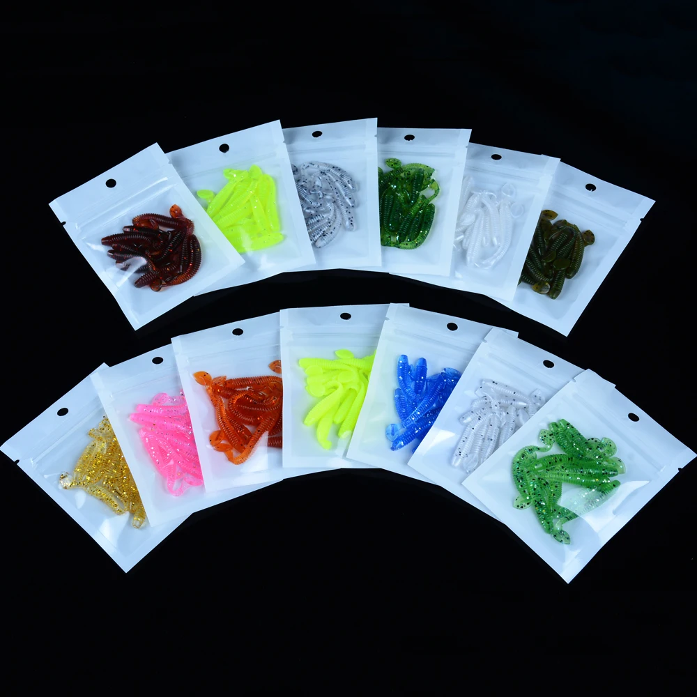 Outdoor Fishing Accessory 50Pcs Lures Soft Bait 4.5cm Silicone Worms Lure With Salt Fishes Baits Easy Hunting | Спорт и развлечения