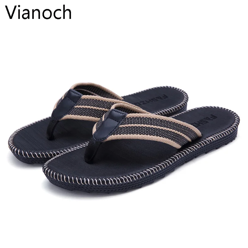 Модные мужские вьетнамки Пляжная обувь сандалии тапочки больших Размеры 45 46 47