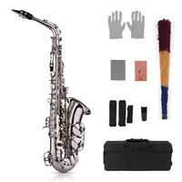 muslady eb alto saxophone sax brass lacquered gold 802 key type woodwind instrument with padded carry case gloves cleaning cloth