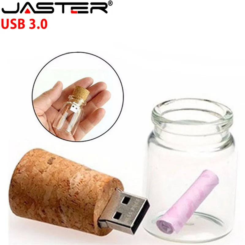 JASTER USB 3 0 стеклянная бутылка для дрифта с пробкой флэш накопитель (прозрачный)
