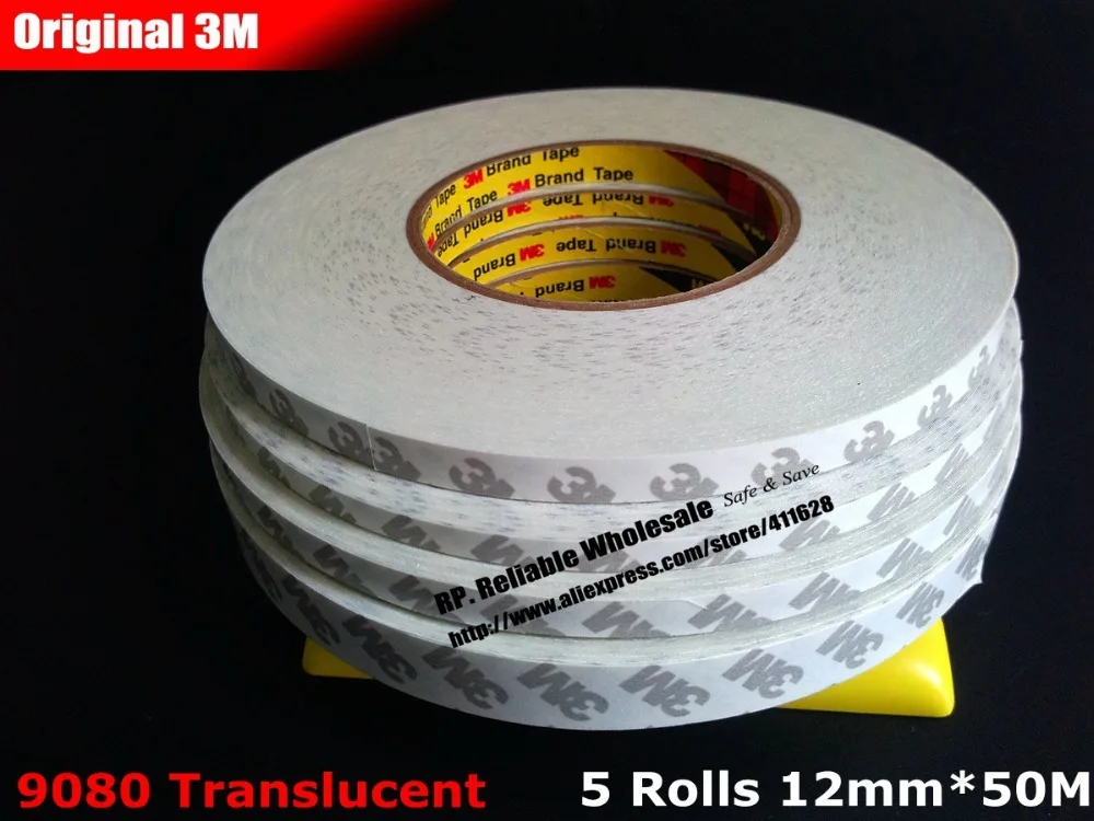 

Promotion! (5 Rolls 12mm*50 meters) 3M Double Sides Adhesive White Tape for LED Lighting Lamp Panel, Touch Screen Frame Repair