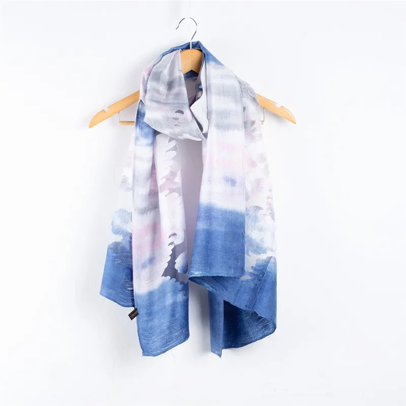 Женский винтажный галстук-краска шарф хиджаб женские лазерные цветочные шарфы