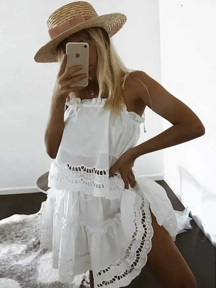 Богемный Вдохновленный комплект из 2 предметов белое летнее платье Морская