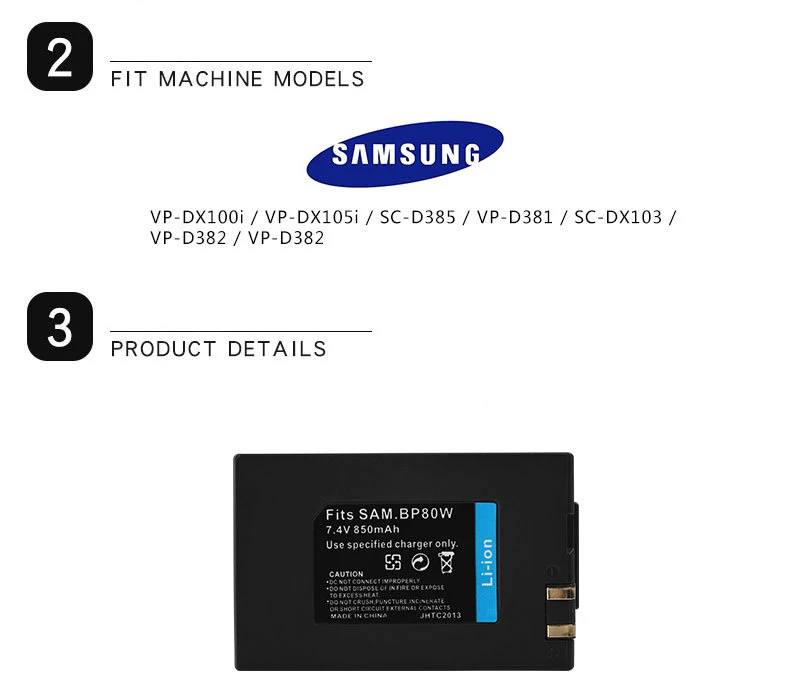 Dinto 850 мА/ч, IA-BP80W IA BP80W IA-BP80WA BP 80 Вт Цифровой Камера Батарея для samsung SC-D381 SC-D382 SC-D385 VP-DX100i SC-DX103