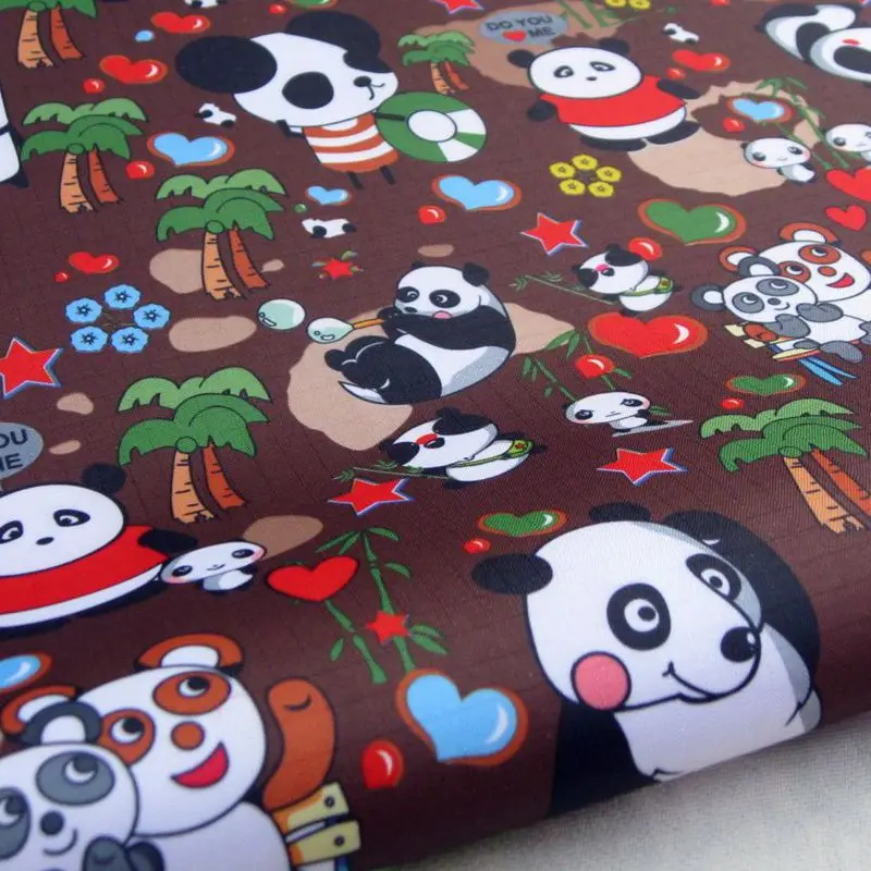Водонепроницаемая ткань с ПВХ панды на коричневом (096A)|waterproof fabric|fabric waterprooffabric fabric