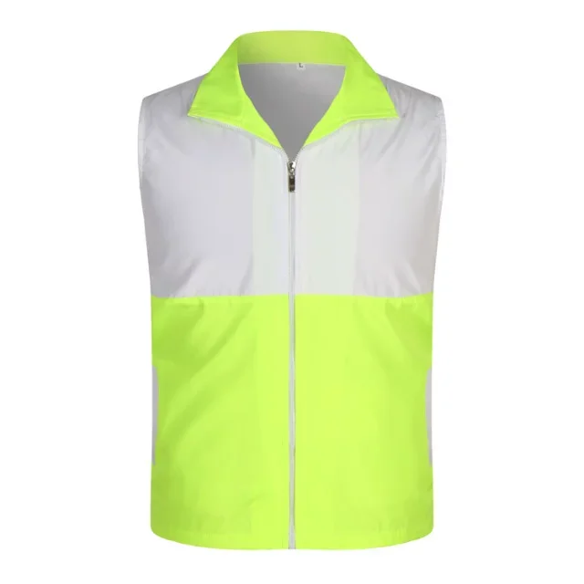 Fluorescent green Светоотражающий Жилет грейден обслуживание Мужская Рабочая одежда карман на заказ Печать Логотип для женщин мужчин открытый жилет Униформа спортивная одежда - Цвет: Fluorescent green