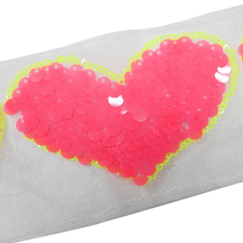 Pink Heart-shape Lace Sewing Accessories DIY Craft Sleeves Hem Clothing Sequined Skirt Side Decoration | Дом и сад