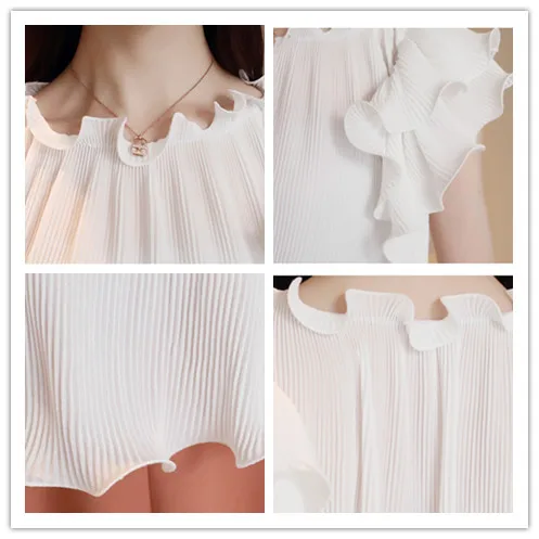 

Sweet Red Blouse Slash Neck Summer Shirts And Blouses Ruffles Chiffon Blusas Mujer De Moda 2019 Tops For Women