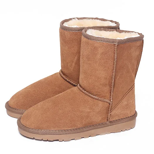 Chestnut mid calf Для мужчин повседневная обувь без застежки зимние ботинки на плоской подошве, Ботинки замшевые ботильоны ботинки на искусственном меху кроссовки черного цвета модная обувь с высоким берцем в австралийском стиле полусапожки - Цвет: Chestnut mid calf