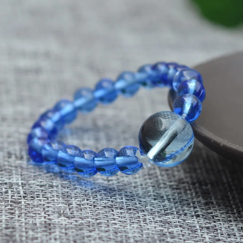 Женский браслет с большими бусинами голубые браслеты из бисера диаметром 10 мм