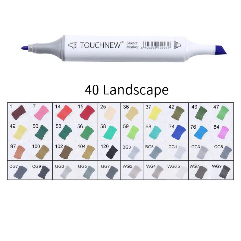 white 40 Landscape Touchnew Набор цветных копировальных маркеров спиртовые ручки, маркеры для рисования товары для рукоделия кисть манга для рисования акриловый дизайнерский набор ручек для студентов - Цвет: white 40 Landscape