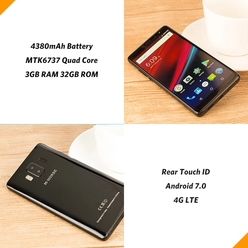 M Horse Pure 1 5 7 &quotHD + 18:9 мобильный телефон Android 0 MTK6737 4 ядра 3 ГБ 32 Гб quad camera 4380 мАч