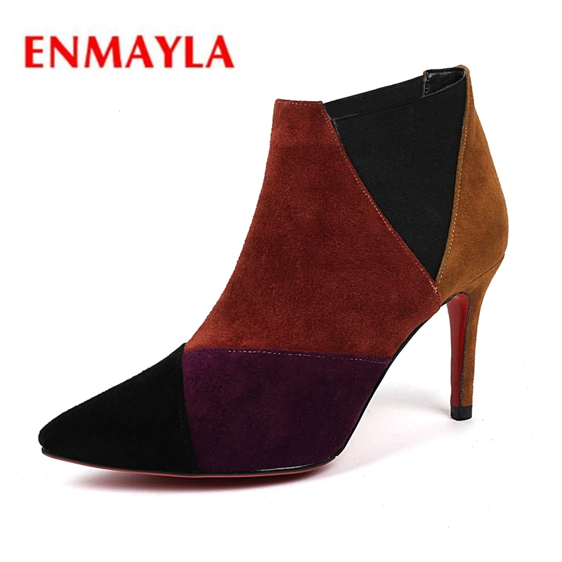 

Женские ботильоны без шнуровки ENMAYLA, с острым носком, на тонком каблуке, женские ботинки, Size34-42 ZYL1898
