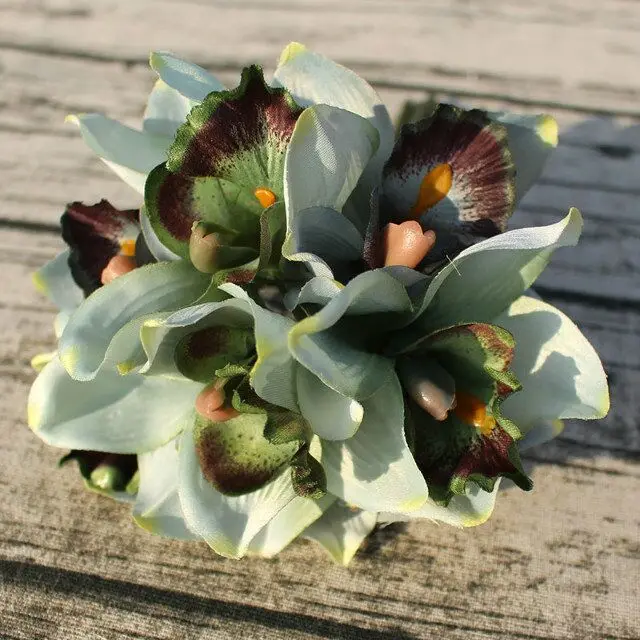 Light green 7 цветочных головок/шт) искусственные цветы дешевые декоративные орхидеи цветок для украшения дома - Цвет: Light green