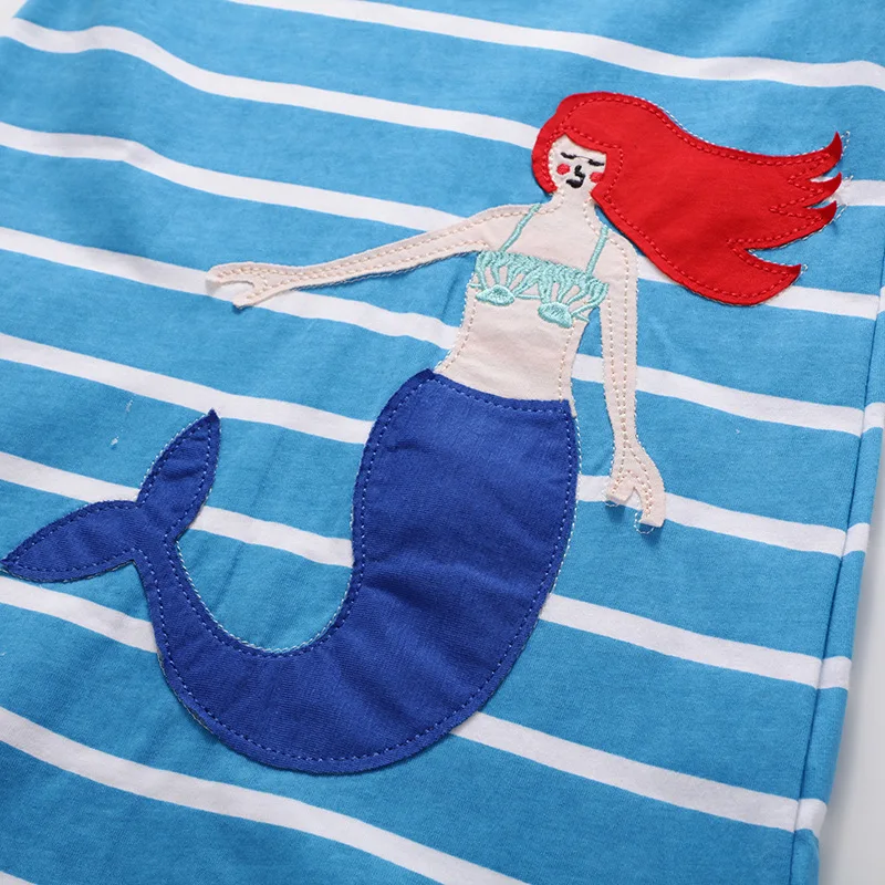 Baby Girls Dress 2019 Summer Cartoon Striped Princess Costume Party Vestidos Kids Dresses for Children Clothing | Детская одежда и