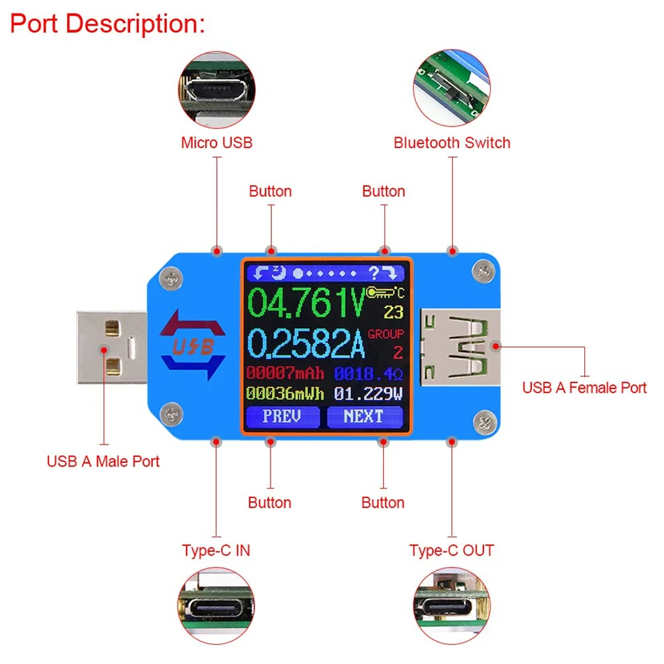 UM25 UM25C для приложения USB 2 0 Type C ЖК Вольтметр Амперметр измеритель напряжения тока