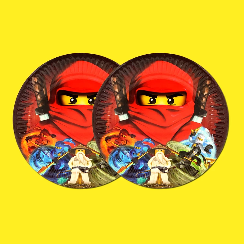 Вечерние принадлежности, 50 шт., для детей 12 лет, новинка, Ninjagoing, тематическая вечеринка на день рождения, Набор Декоративной посуды, тарелка+ чашка+ соломинка+ флаг+ скатерть