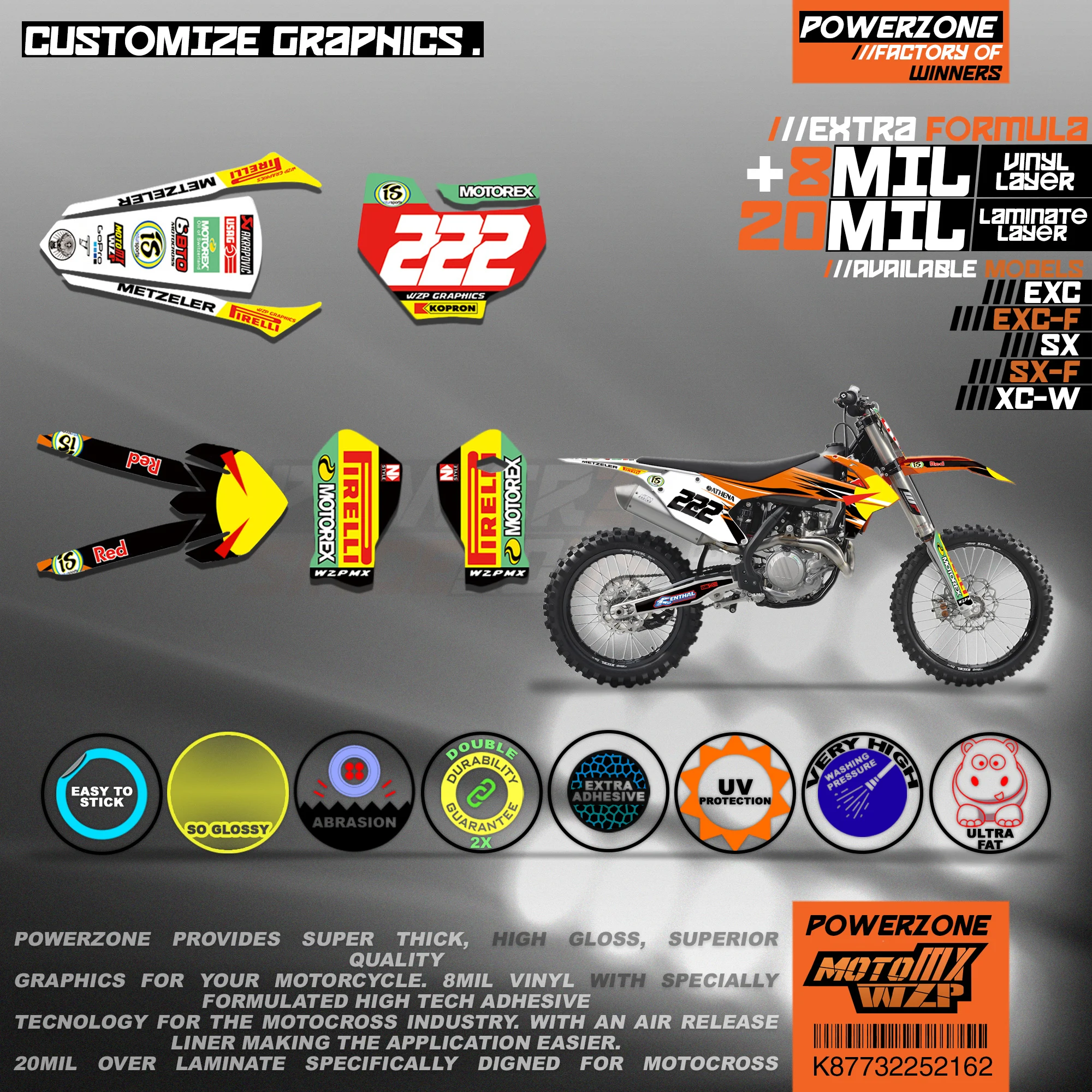 PowerZone пользовательские команды графики фоны наклейки 3m Набор для KTM SXF MX EXC XCW Enduro