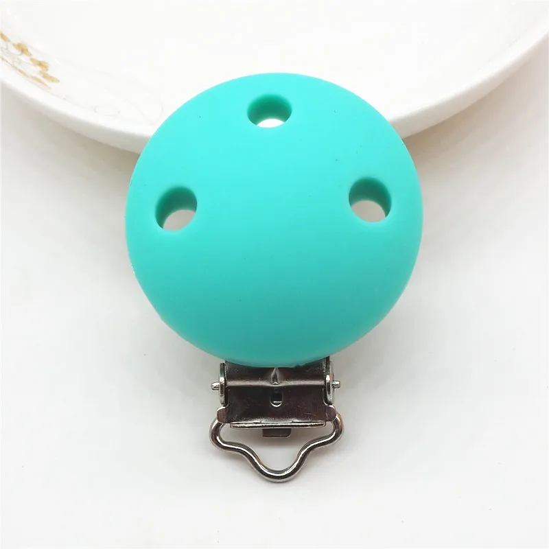 turquoise Chenkai 10 шт. Силиконовая Круглая Прорезыватель зажимы DIY детское кольцо для соски соска для кормления ювелирные изделия игрушка Аксессуар Держатель Зажимы - Цвет: turquoise