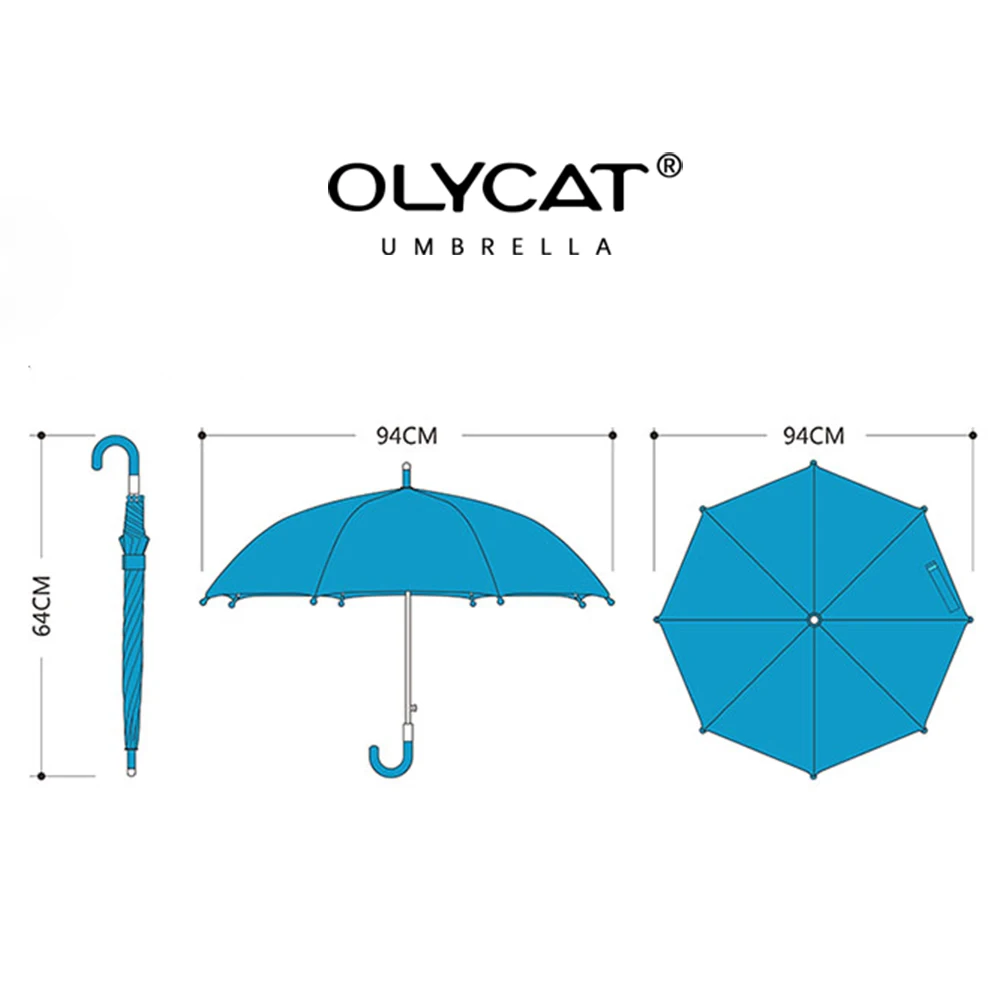 OLYCAT, детский зонтик с рисунком, детские длинные зонты, синий, розовый, ветрозащитный, 8K алюминиевый зонтик от дождя, для девочек и мальчиков, Paraguas Semsiye