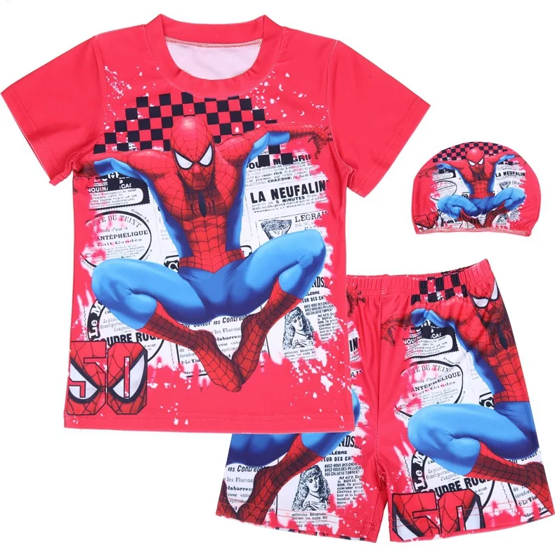 Children's Swimwear baby boy Spider-Man child quick-drying hot spring suit kid Toddler Beach Summer Swimsuit 3piece | Детская одежда
