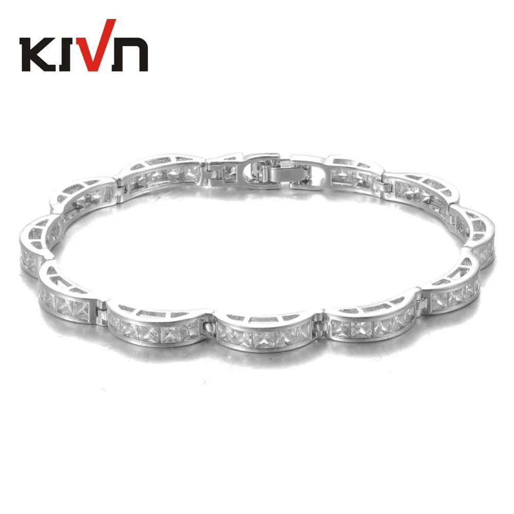 

KIVN Fashion Jewelry Classic CZ Cubic Zirconia Women Girls Wedding Bridal Bracelets Mothers Promotion Birthday Christmas Gifts