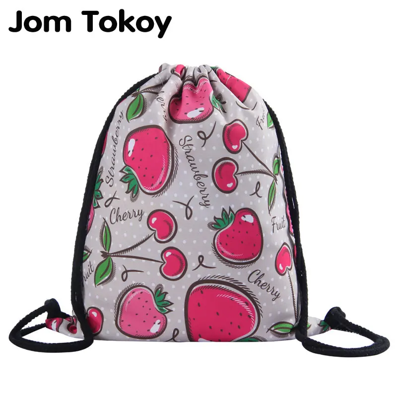 Новый Модный женский рюкзак Jom Tokoy на шнурке Женский дорожный с 3D принтом фруктов