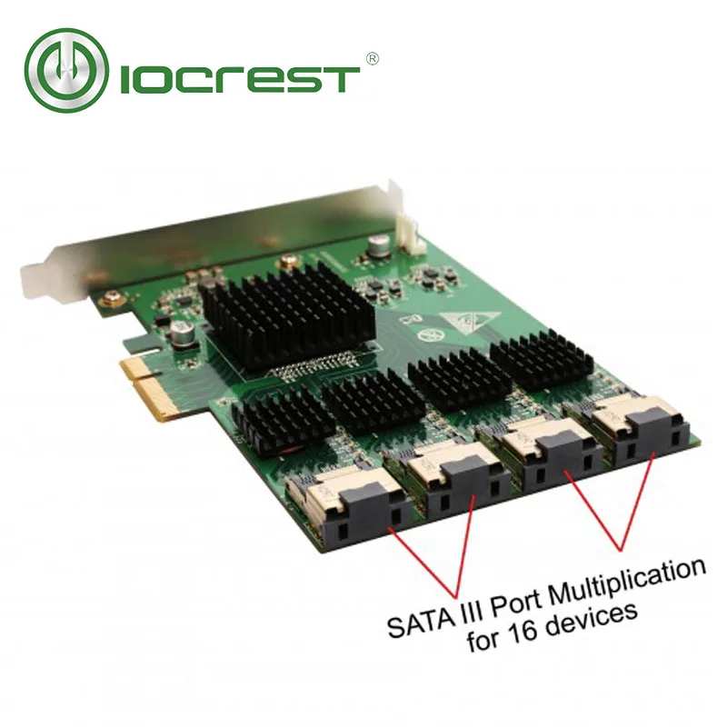 IOCREST 16 портов SATA 6G PCI Экспресс контроллер карты Marvell 88SE9215 чипсет PCIe на III 3 0 с
