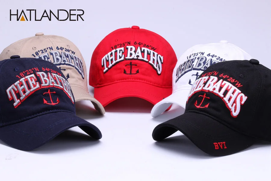 HATLANDER, Хлопковые бейсболки с вышивкой в виде якоря, модные спортивные шапки, регулируемая уличная Кепка От Солнца, бейсболка, мягкая Кепка gorras dad hat