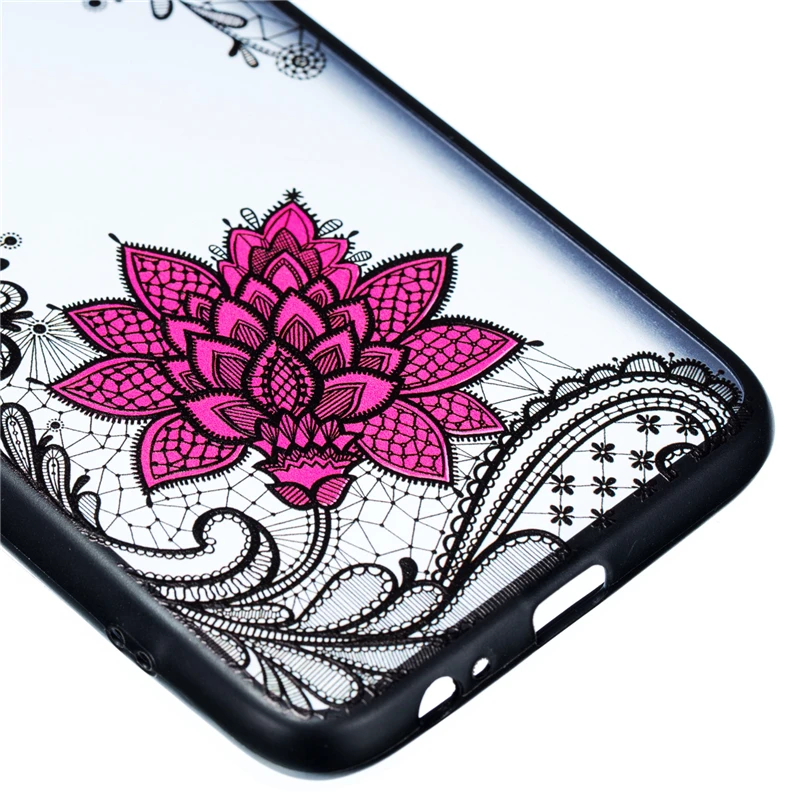 For Samsung Galaxy J8 Case Black Lace Rose Flower Relief Phone 2018 EU Cover Fundas |