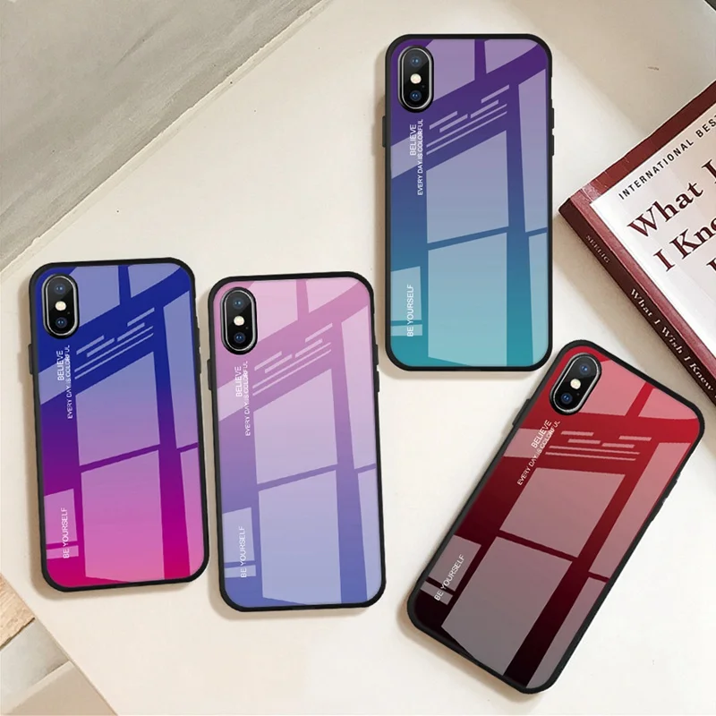 Стеклянный чехол icoque для iPhone 6 6s 7 8 Plus роскошный с градиентом X XR XS MAX Coque |