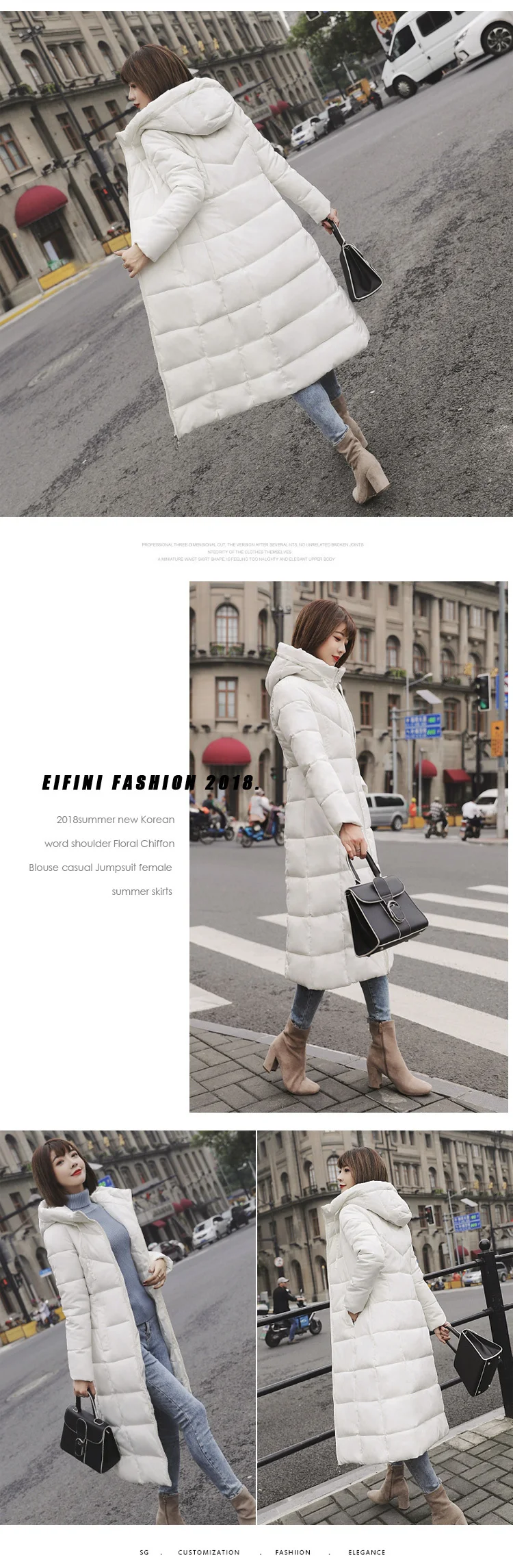 Fashion Down Long Red White Black Hoodie Parkas Warm Jackets Thick Female Coat Christmas Autumn Winter Women Plus Size Jacket
